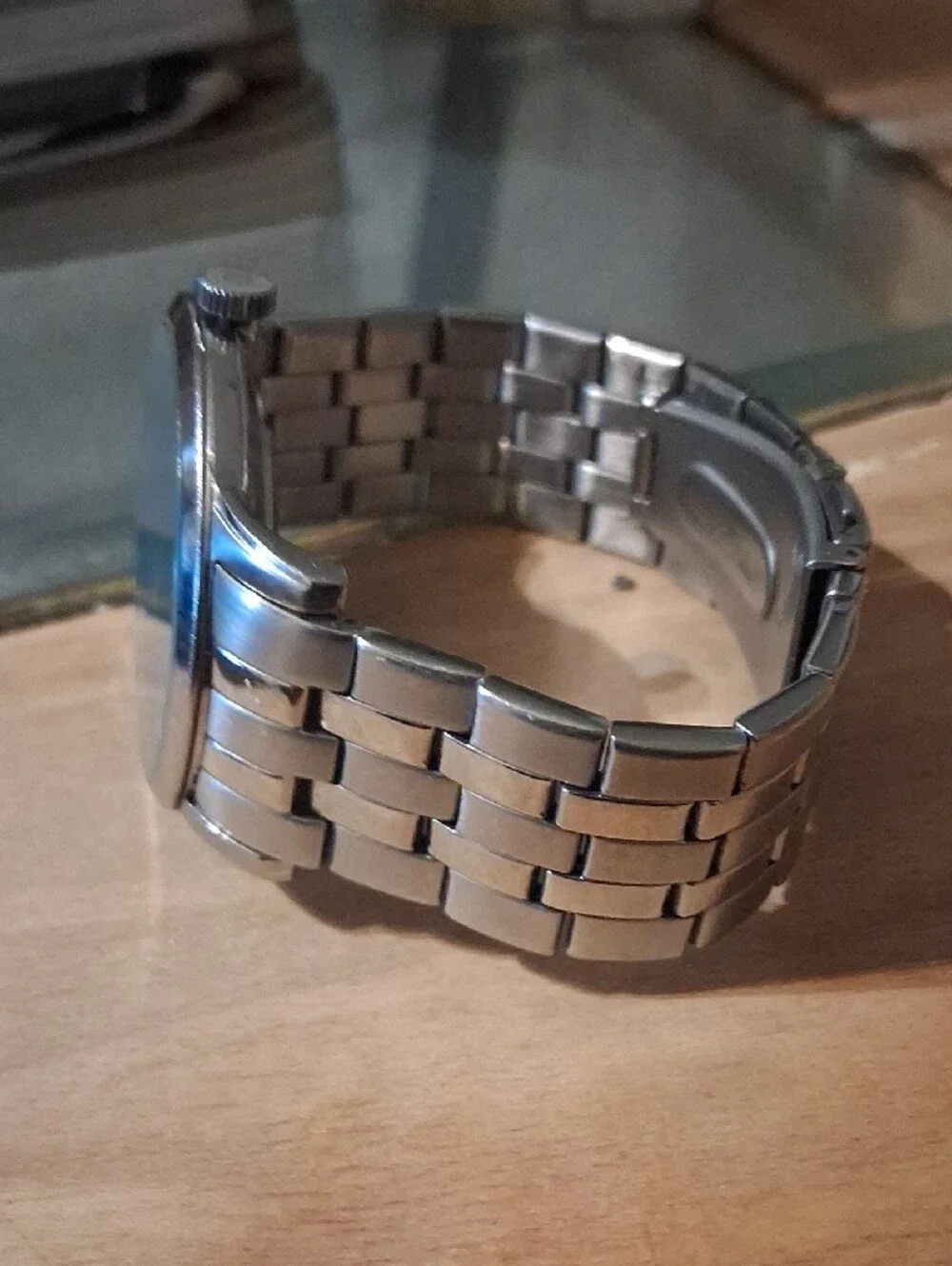 Armitron Silver Watch with Blue Sunburst Dial